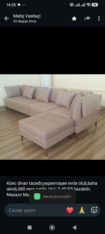 Künc divan təzədir,yaşanmayan evdə olub,baha alınıb,580 man satilir