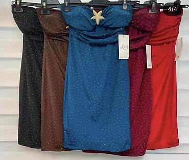 viscoza: Haljina top gola ramena sa sitnim tačkicama i ukrasnom zvezdom morskog — 4