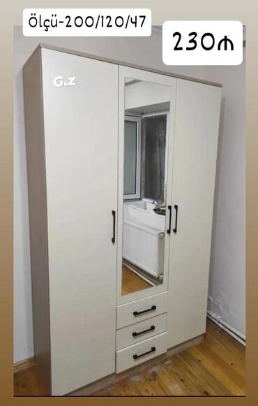 Masalar: Açılan, 3 qapılı Düz dolab, Qarderob, paltar dolabı