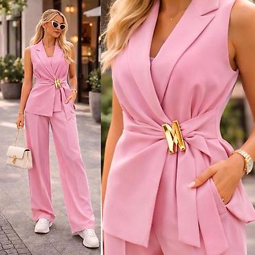 Kompleti: 🔥Elegantni ženski komplet – prsluk bez rukava i široke pantalone ✅3500 — 7