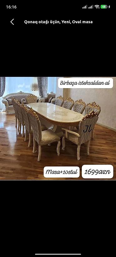 reception stolu satilir: Qonaq otağı üçün, Yeni, Açılmayan, Oval masa — 1