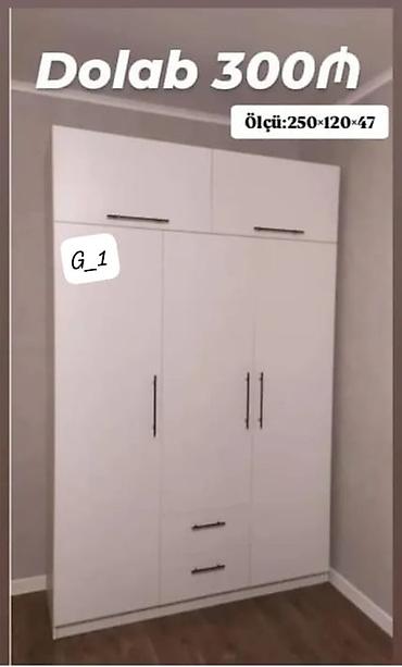 300: Ağ rəngli çoxfunksiyalı paltar dolabı - Ölçü: 250 × 120 × 47 sm — 1