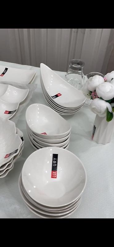 dish sets: Столовый сервиз из белой керамики/фарфора LUXURY - Элегантный белый — 2