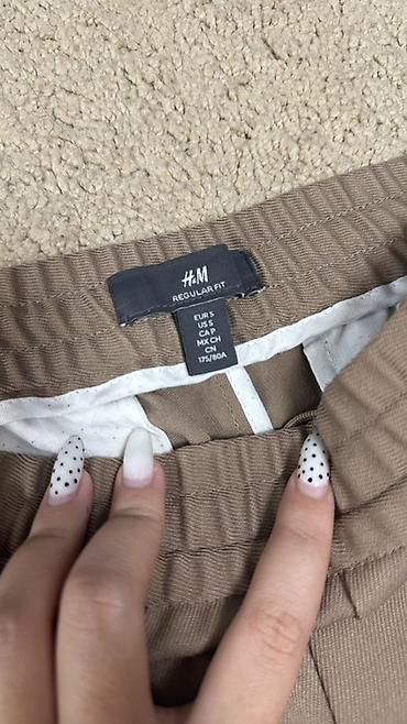 штаны штапель: Мужские брюки, S, H&M, Б/у, цвет - Бежевый — 2