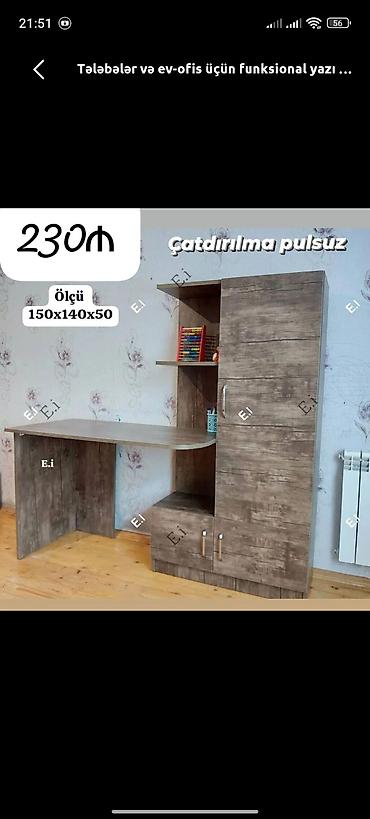 şifanerlər: Künc masa, Stulsuz, Polkalı, Siyirməsiz, Teksturalı laminat — 1