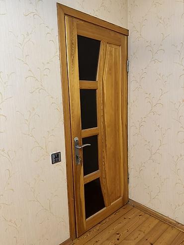 şpon: Taxta otaq qapısı – şüşəli model - Material: təbii ağac (şpon deyil) — 3