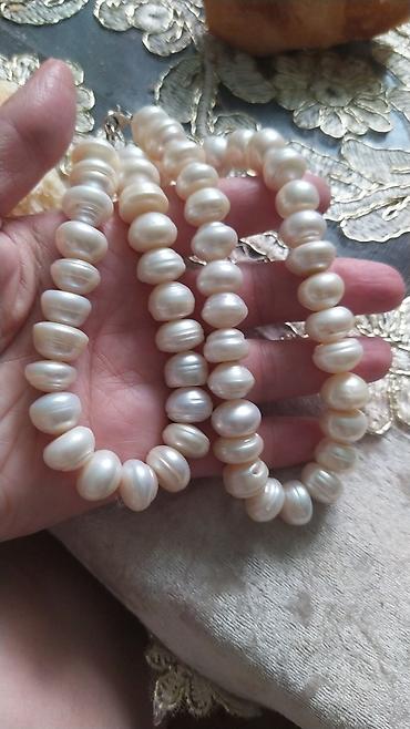 Бижутерия: Təbii inci boyunbağı - Material: Yüksək parlaqlıqlı, krem-ağ rəngdə — 1