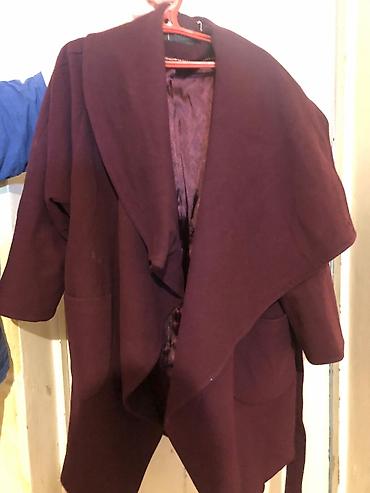 bordo şalvar: Qadınlar üçün bordo rəngli kardiqan/palto - Model: Açıq önlü — 1