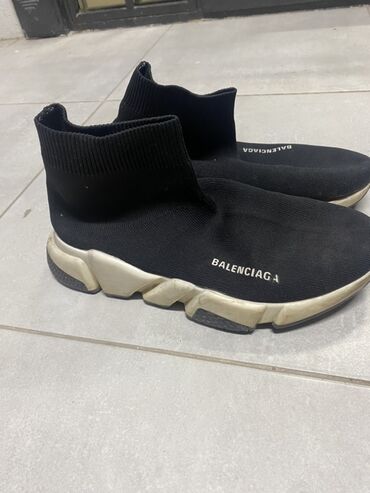 Кроссовки и спортивная обувь: Кроссовки-носки Balenciaga Speed Trainer - Цвет: черный верх, светлая