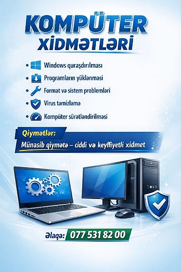 Noutbuk və kompüter təmiri: Kompüter və Təhlükəsizlik Kamerası Xidmətləri Kompüter xidmətləri: - — 1