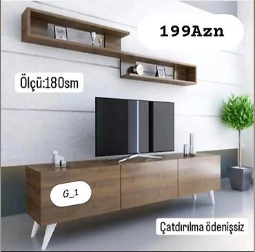tumbucqa: TV stendi və divar rəfi dəsti - Ölçü: 180 sm - Material: ağac — 1