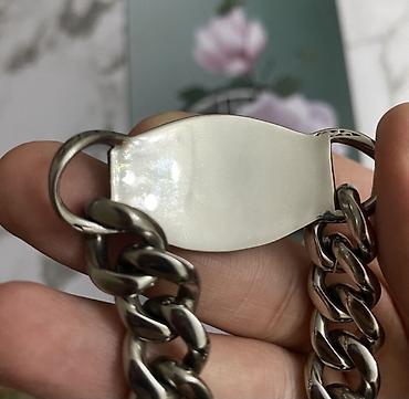 gumuş kişi sepler: Metall kişi bilərziyi – kubinq zəncirli model - Material: paslanmayan — 2