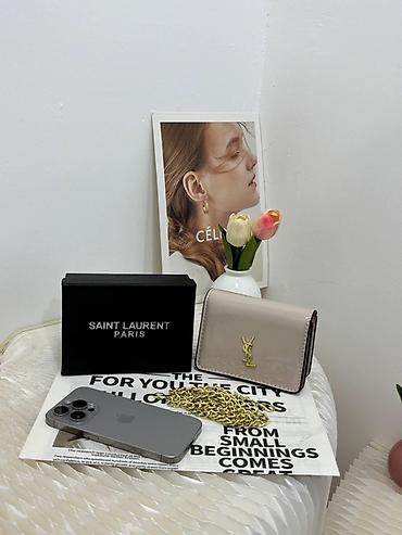 ucuz sac: Saint Laurent zəncirli mini çantalar – YSL loqolu, patent (parlaq) — 3