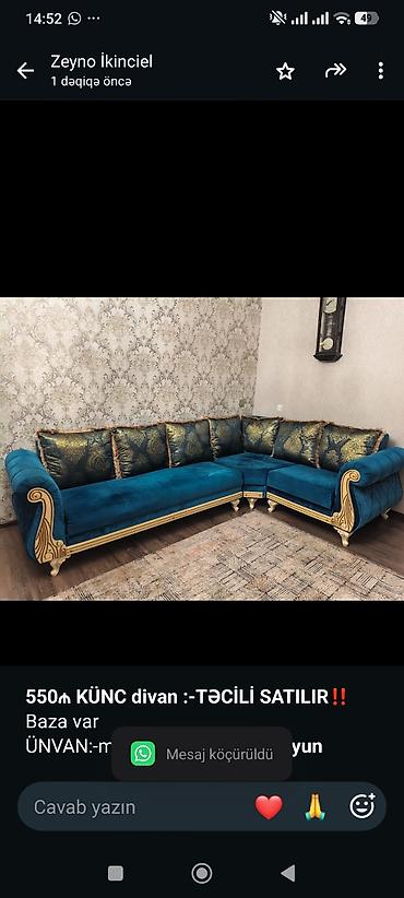 *550₼ KÜNC divan :-TƏCİLİ SATILIR*‼️ Baza var ÜNVAN:-mərdəkan 1505 lalafo.az -da *550₼ KÜNC divan :-TƏCİLİ SATILIR*‼️ Baza var ÜNVAN:-mərdəkan 1505