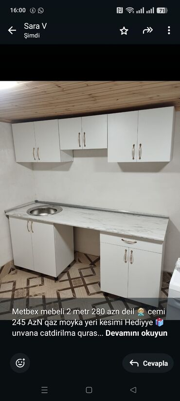 Salon masaları: Metbex mebeli 2 metr 280 azn deil 🙅🏼‍♀️ cemi 245 AzN qaz moyka yeri