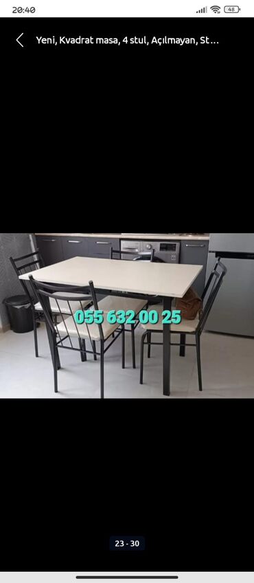 Bağ, çöl masa və oturacaq dəstləri: Yeni, Kvadrat masa, Açılmayan, Metal, Azərbaycan — 10