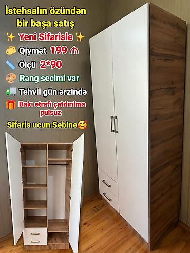 Dolablar: İki qapılı paltar şkafı – istehsaldan birbaşa satış. Xüsusiyyətlər: - — 1