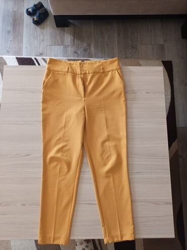 pantalone pamuk polyester: L (EU 40), Visok struk, Ravne nogavice