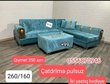 Sifarişlə divanlar: Künc divan, Qonaq otağı üçün, Parça, Bazasız, Açılmayan — 17