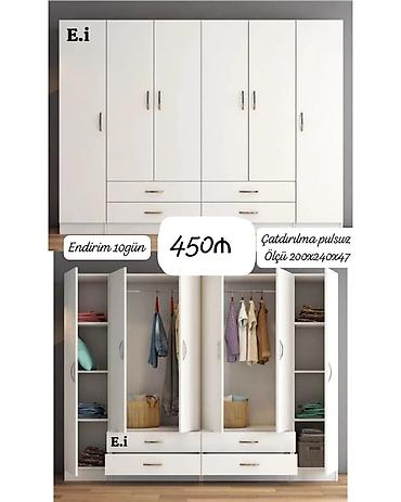 dolab sifarisi: Ağ rəngli 6 qapılı paltar şkafı - Ölçü: 200 x 240 x 47 sm (eni x — 1
