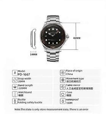 Ručni satovi: PAGANI DESIGN PD-1667 -42mm-Bela -Omega Seamaster Diver 300M Potpuno — 13