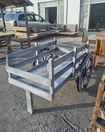 heyet arabasi: Taxta dekorativ çiçək arabası (bağ üçün) - Material: keyfiyyətli — 8