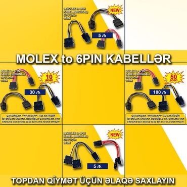 ekran kartı notebook: Kabel "Molex to 6pin" 🚚Metrolara və ünvana çatdırılma var