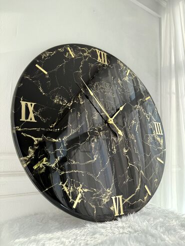 Часы для дома: Настенные часы ручной работы на заказ в стиле «черный мрамор» с — 16