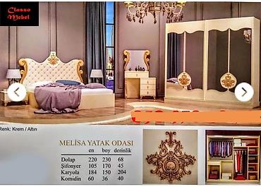 komili: Melisa yataq otağı dəsti – klassik zəriflikdə krem/qızılı rəng — 1