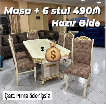 Masa və oturacaq dəstləri: Yeni, 6 stul