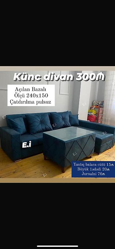 Мебель: Künc divan – açılan, bazalı model - Ölçü: 240 x 150 sm - Rəng: tünd — 1