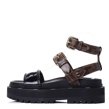 Basanoşka və səndəllər: Fendi ayaqqabi Logo-print coated-canvas and patent-leather platform — 2