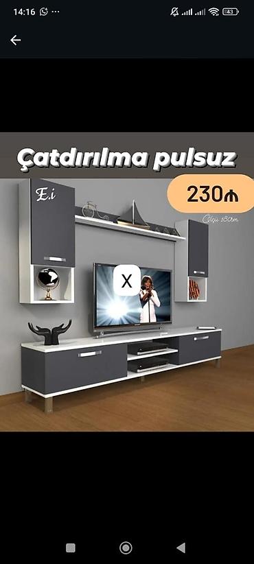 tv stent: Mebel dəsti – TV stend və asma dolablar - Model: müasir dizayn, iki — 1