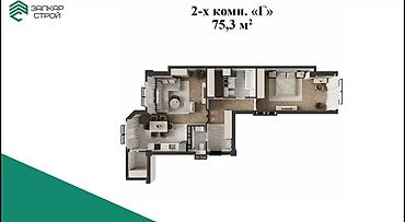 2 комнаты, 75 м², Ала-Арча ТРЦ Элитка, 4 этаж, ПСО (под самоотделку)