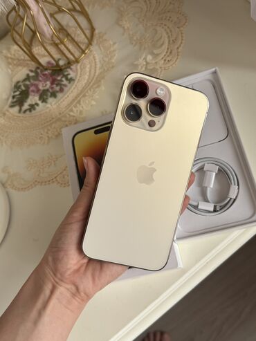 цены айфонов в бишкеке: IPhone 14 Pro Max, Б/у, 512 ГБ, Matte Gold, Кабель, Коробка, 84 %