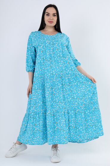 штапель таджикские платья: Повседневное платье, Made in KG, Лето, Длинная модель, Штапель, Сарафан, 5XL (EU 50), 6XL (EU 52), 7XL (EU 54)