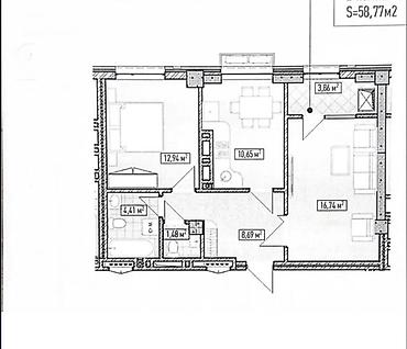 2 8: 2 комнаты, 59 м², Элитка, 9 этаж, ПСО (под самоотделку) — 4