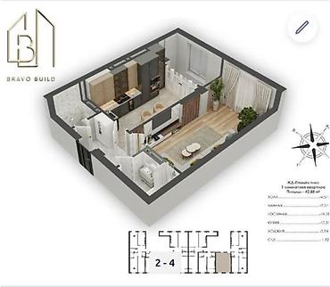 квартиры в: 1 комната, 43 м², 2 этаж, Готовая ПСО (под самоотделку) — 2