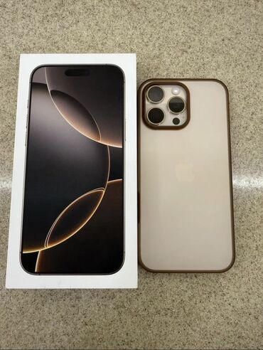 айфон 15про мах: IPhone 16 Pro Max, Колдонулган, 256 ГБ, Matte Gold, Куту, Бөлүп төлөө менен, 100 %