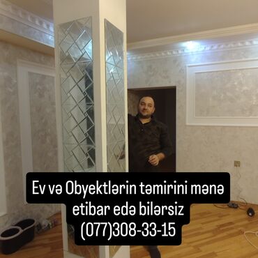 Təmir işləri: Xidmət: Ev və obyektlərin təmiri İşlər: - Malyar işləri: emulsiya — 2