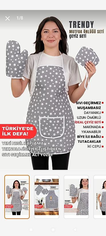 karta: Mətbəx üçün önlük və istiliyədavamlı əlcək dəsti - Dəst: 1 ədəd önlük — 6
