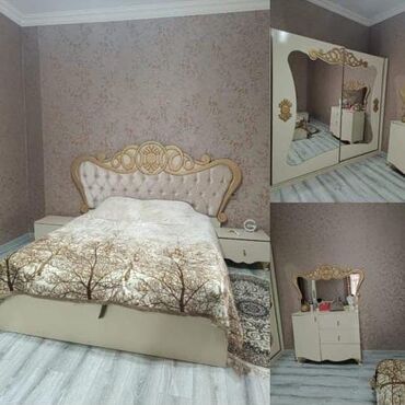 кровать купить баку: İkinəfərlik çarpayı, Dolab, Komod, 2 tumba, İşlənmiş