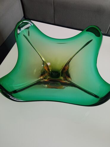 Murano Sommerso XXL činija Frateli Toso, prečnik35 cm u osnovi prečnik