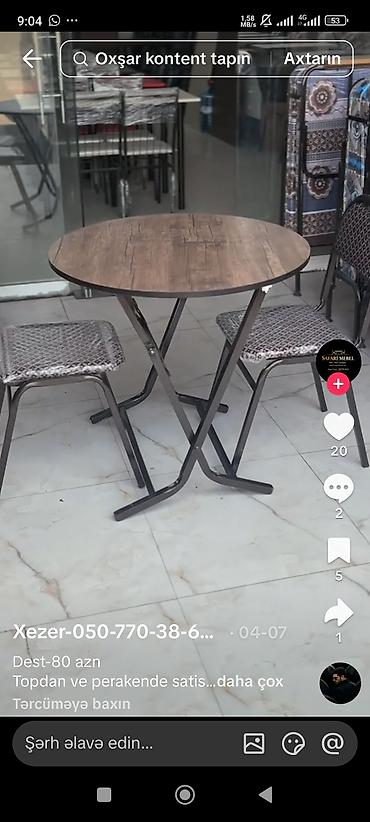 qıf nədir: Balkon masası, Yeni, Qatlanan, Laminat, Yumru masa — 3