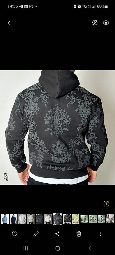 Толстовки, худи: Худи с объёмным бархатистым орнаментом - Модель: утеплённое худи с — 5