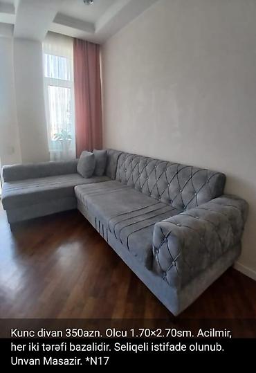 divan uzduyu: Künc divan - Ölçü: 1.70 × 2.70 m - Açılmır - Hər iki tərəfi bazalı - — 1