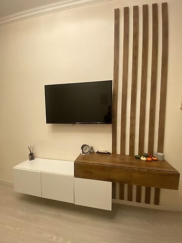 beton paneli: Modern TV stendi və dekor paneli dəsti - Dizayn: Minimalist üslubda — 1