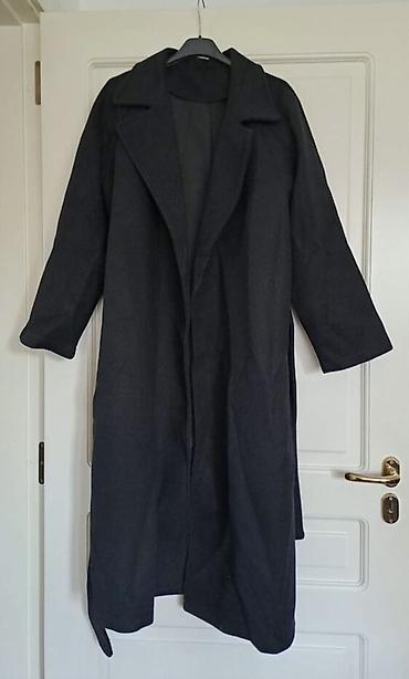 Jackets, Coats, Vests: Dugi ženski kaput, tamnosive/ugalj boje, klasičnog kroja sa širokim — 1