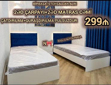 2х yarus carpayı: 2 ədəd tək nəfərlik çarpayı + 2 ədəd matras komplekt - Birbaşa — 1