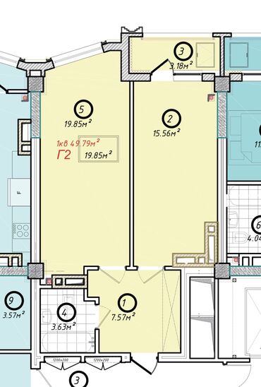 жк манчестер: 1 комната, 50 м², Элитка, 9 этаж, ПСО (под самоотделку)